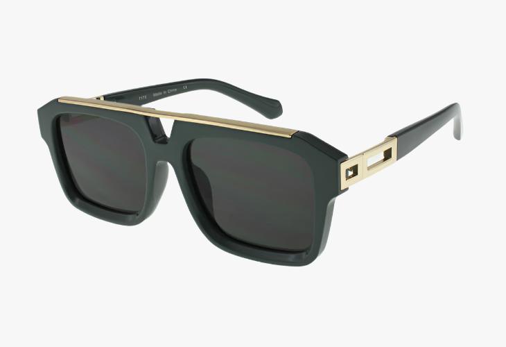 green Wholesale Fashion Square Pilot Style Sunglasses