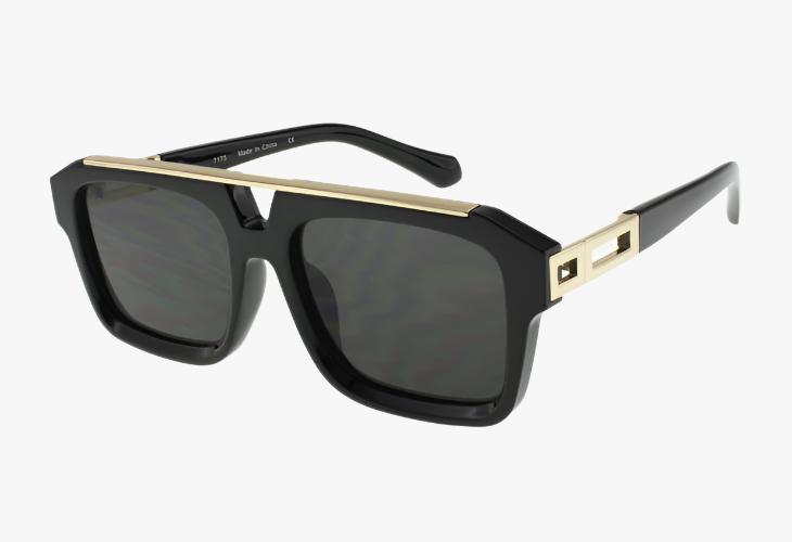 black Wholesale Fashion Square Pilot Style Sunglasses