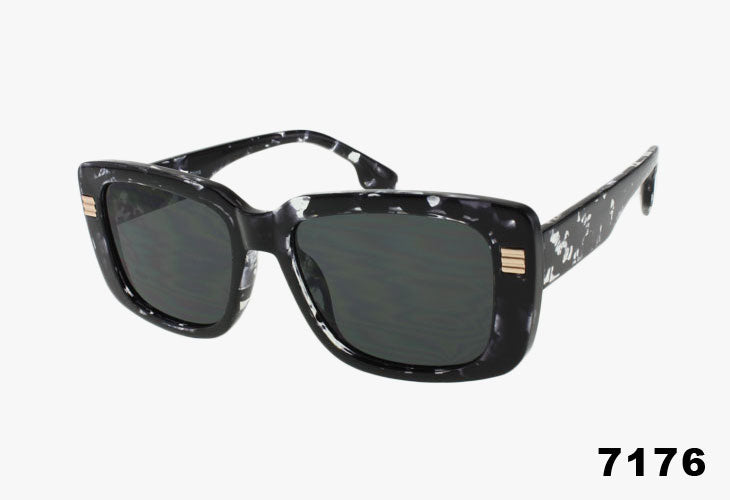 black marble Wholesale Square Fashion Sunglasses Metal Emblem