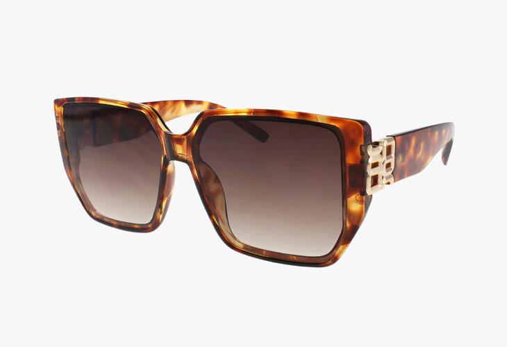 tortoise Wholesale Fashion Square Metal Detail Sunglasses