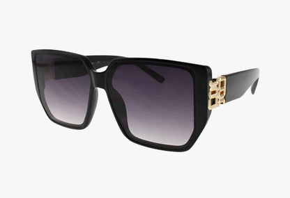 black Wholesale Fashion Square Metal Detail Sunglasses