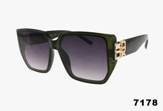 green Wholesale Fashion Square Metal Detail Sunglasses