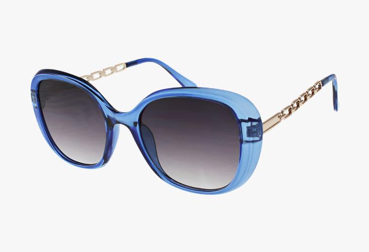 blue frame Wholesale Oval Fashion Chain Link Sunglasses