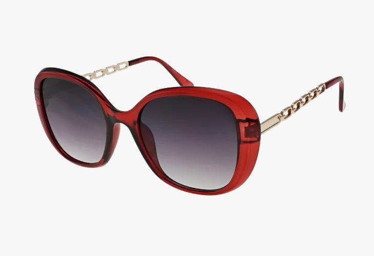 red frame Wholesale Oval Fashion Chain Link Sunglasses