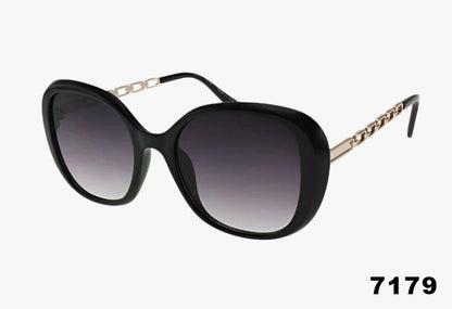 Black sunglasses with gradient lenses on a white background