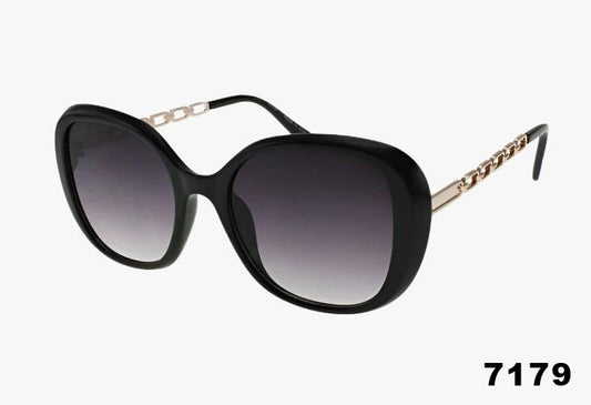 Black sunglasses with gradient lenses on a white background