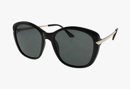 black Wholesale Rounded Frame Metal Temple Sunglasses