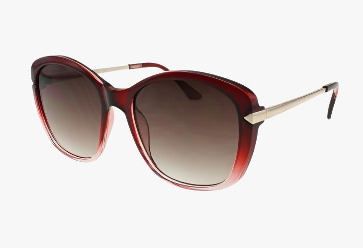 red Wholesale Rounded Frame Metal Temple Sunglasses