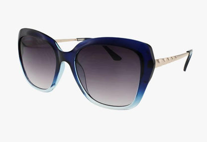 blue Wholesale Squared Frame Metal Temple Sunglasses