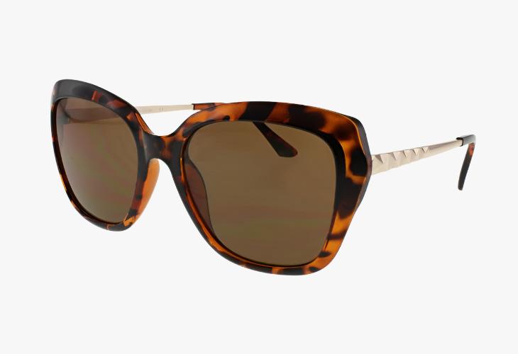 tortoise Wholesale Squared Frame Metal Temple Sunglasses