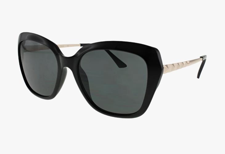 black Wholesale Squared Frame Metal Temple Sunglasses