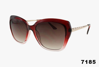 red Wholesale Squared Frame Metal Temple Sunglasses