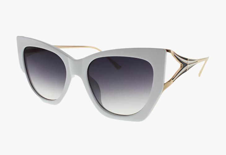 white Fashion Cat Eye Style Metal Temple Wholesale Sunglasses