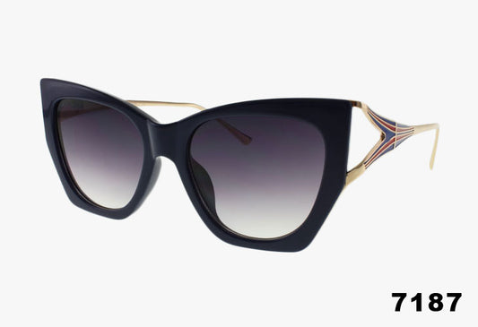 black Fashion Cat Eye Style Metal Temple Wholesale Sunglasses