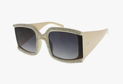 tan Wholesale Rhinestone Laced Square Fashion Sunglasses