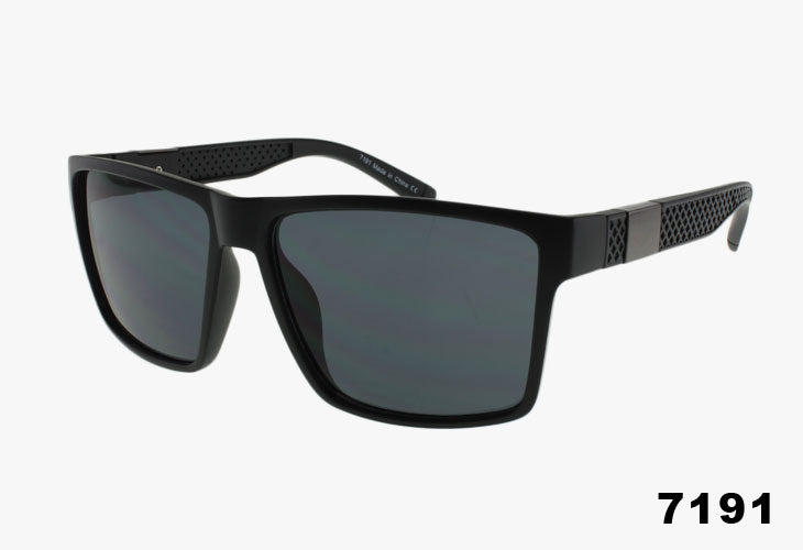 matte black Wholesale Classic Square Framed Temple Cut Out Sunglasses