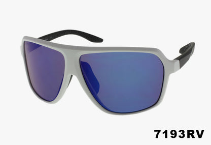 blue mirror white Wholesale Fashion Curved Sport Sunglasses