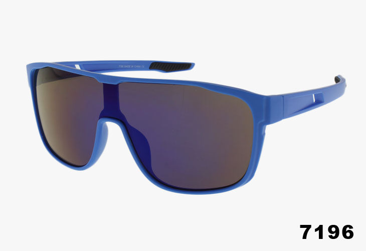 blue mirror blue frame Wholesale Fashion Sport Shield Flat Top Sunglasses