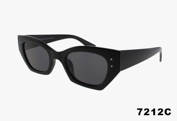 Black cat-eye sunglasses on a white background with '7212C' text.
