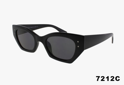 Black cat-eye sunglasses on a white background with '7212C' text.