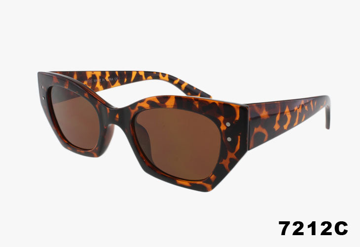 Sunglasses with tortoiseshell frame and brown lenses on a white background