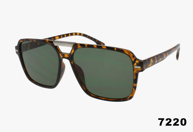 tortoise green Metal Bridge Square Aviator Wholesale Sunglasses