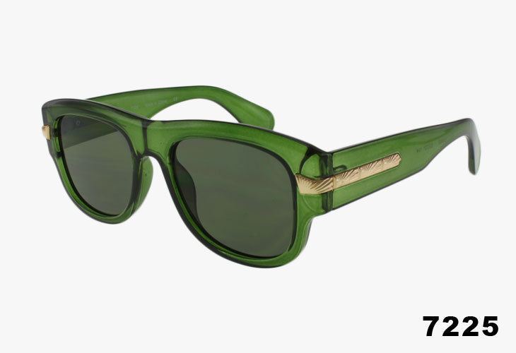 green Wholesale Large Frame Rounded Pilot Style Sunglasses