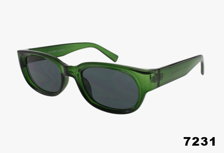 green Wholesale Medium Slim Rectangular Oval Sunglasses