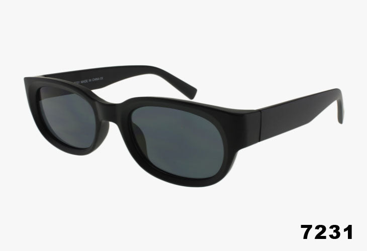 black Wholesale Medium Slim Rectangular Oval Sunglasses