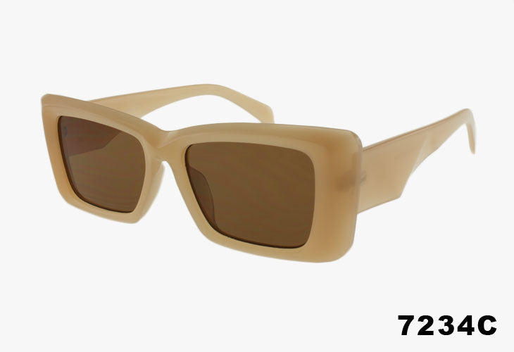 beige Wholesale Fashion Thick Framed Rectangle Sunglasses