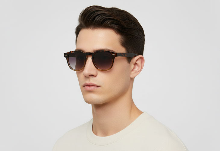 Man wearing sunglasses with a plain background
