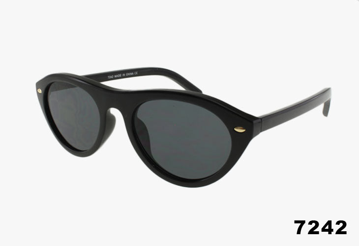 Fashion Slim Oval Shaped Wholesale Sunglasses black frame