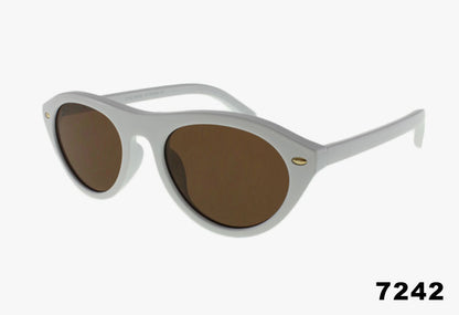 Fashion Slim Oval Shaped Wholesale Sunglasses white frame