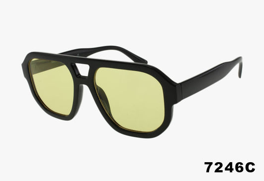 yellow Classic Large Color Lens Pilot Wholesale Sunglasses