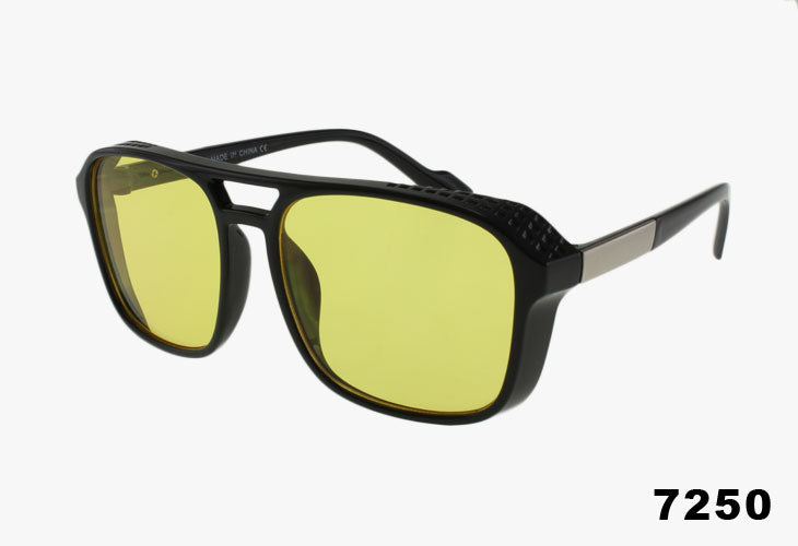 yellow lens Wholesale Fashion Square Pilot Sunglasses