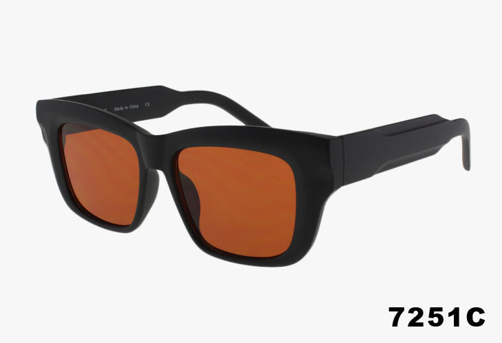 black frame and amber lens Wholesale Classic Square Fashion Sunglasses