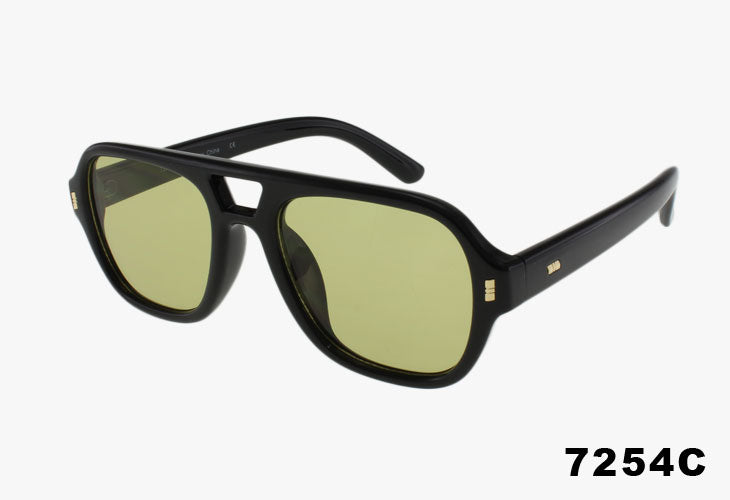 green Thick Frame Fashion Pilot Aviator Sunglasses