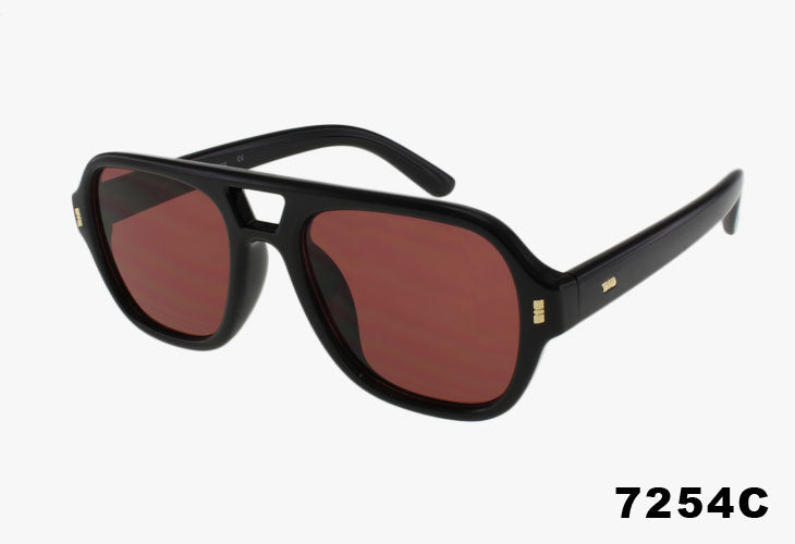 brown Thick Frame Fashion Pilot Aviator Sunglasses