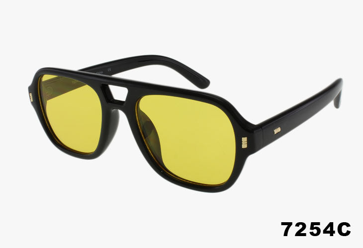 yellow Thick Frame Fashion Pilot Aviator Sunglasses