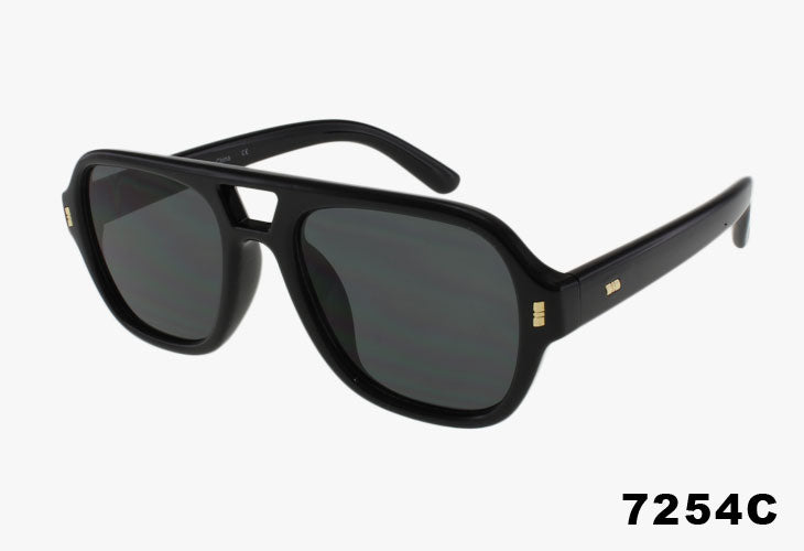 black Thick Frame Fashion Pilot Aviator Sunglasses