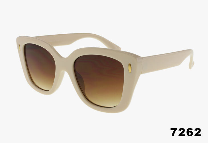 tan Wholesale Thick Frame Rounded Cat Eye Style Sunglasses