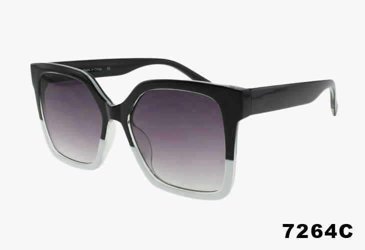 black and white frame Wholesale Square Frame Two Tone Fashion Sunglasses