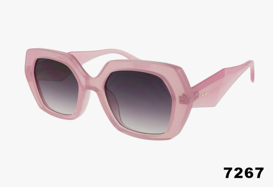 pink frame Wholesale Medium Hexagon Shaped Fashion Sunglasses