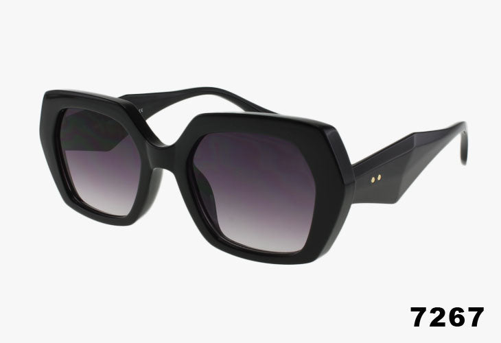 black frame Wholesale Medium Hexagon Shaped Fashion Sunglasses