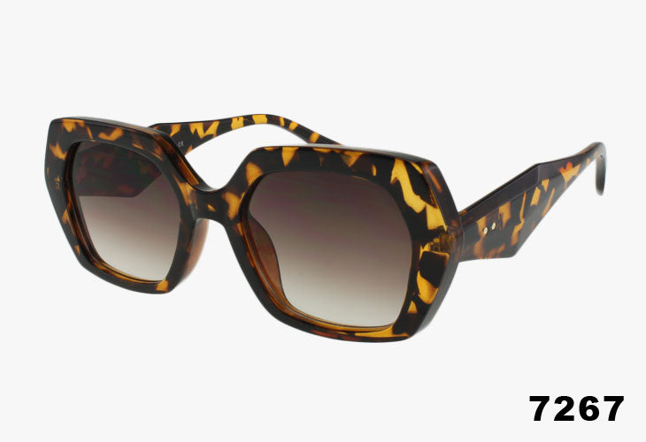 tortoise shell Wholesale Medium Hexagon Shaped Fashion Sunglasses