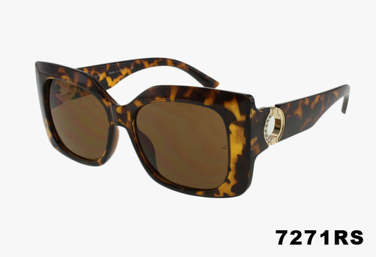 tortoise Wholesale Square Frame Metal Round Emblem Sunglasses