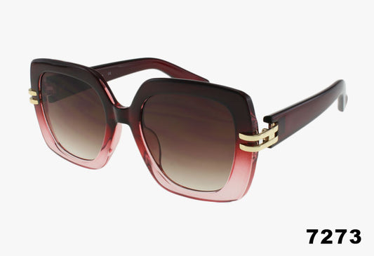 red Wholesale Large Fashion Square Metal Split Temple Sunglasses