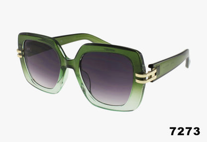 green Wholesale Large Fashion Square Metal Split Temple Sunglasses
