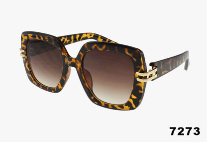 tortoise Wholesale Large Fashion Square Metal Split Temple Sunglasses