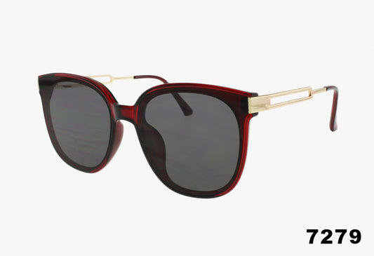 maroon Wholesale Fashion Rounded Cat Eye Sunglasses